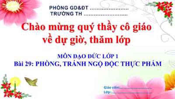 Bài 29: Phòng tránh ngộ độc thực phẩm (Tuần 33)